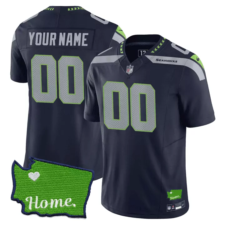 navy men seattle seahawks washington home patch custom jersey all stitched