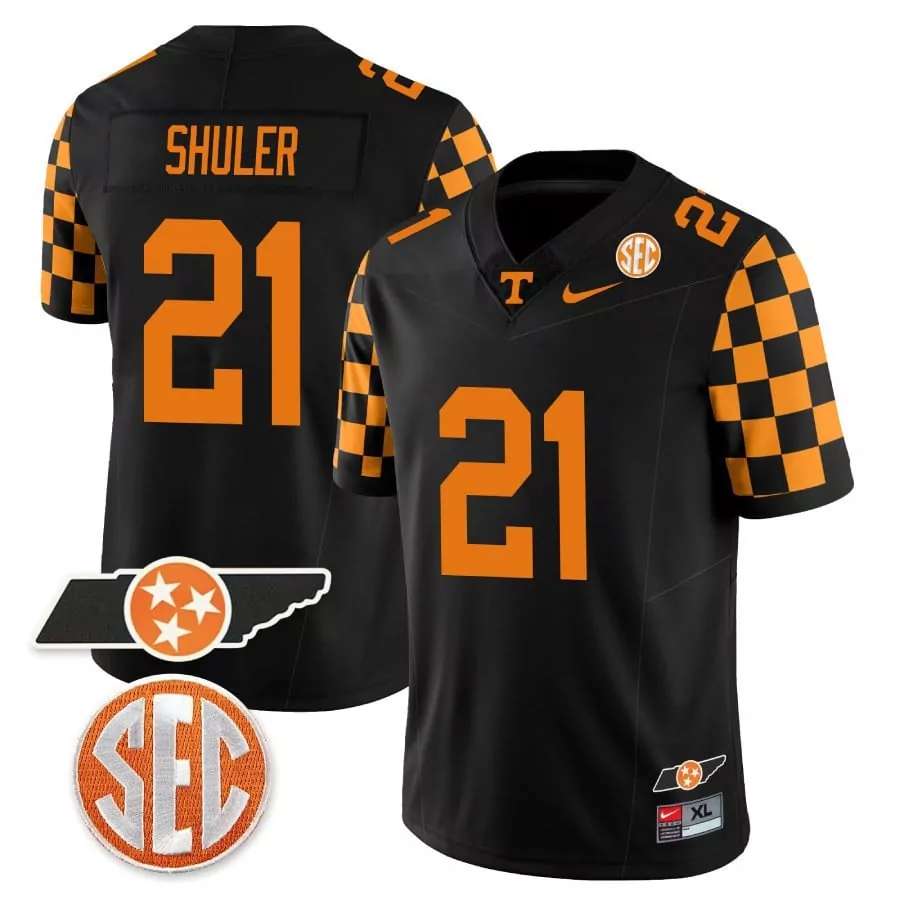 navy shuler black mens tennessee volunteers checkerboard alternate jersey stitched
