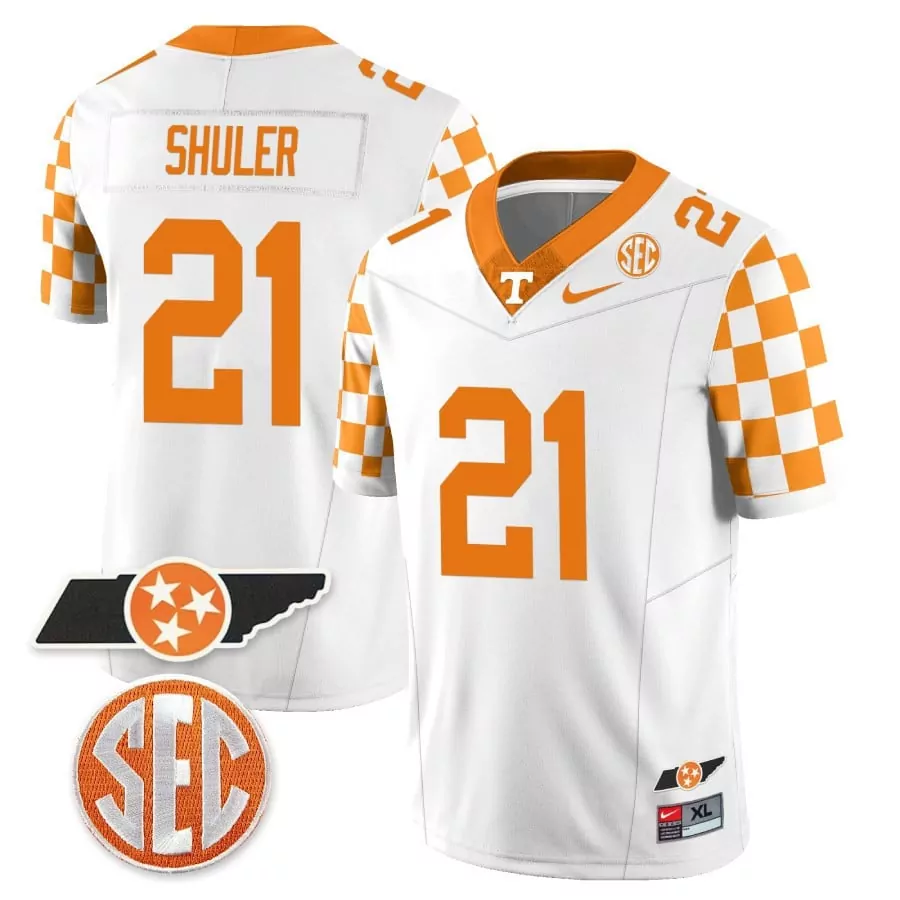 navy shuler white mens tennessee volunteers 2023 alternate vapor limited jersey v3 all stitched