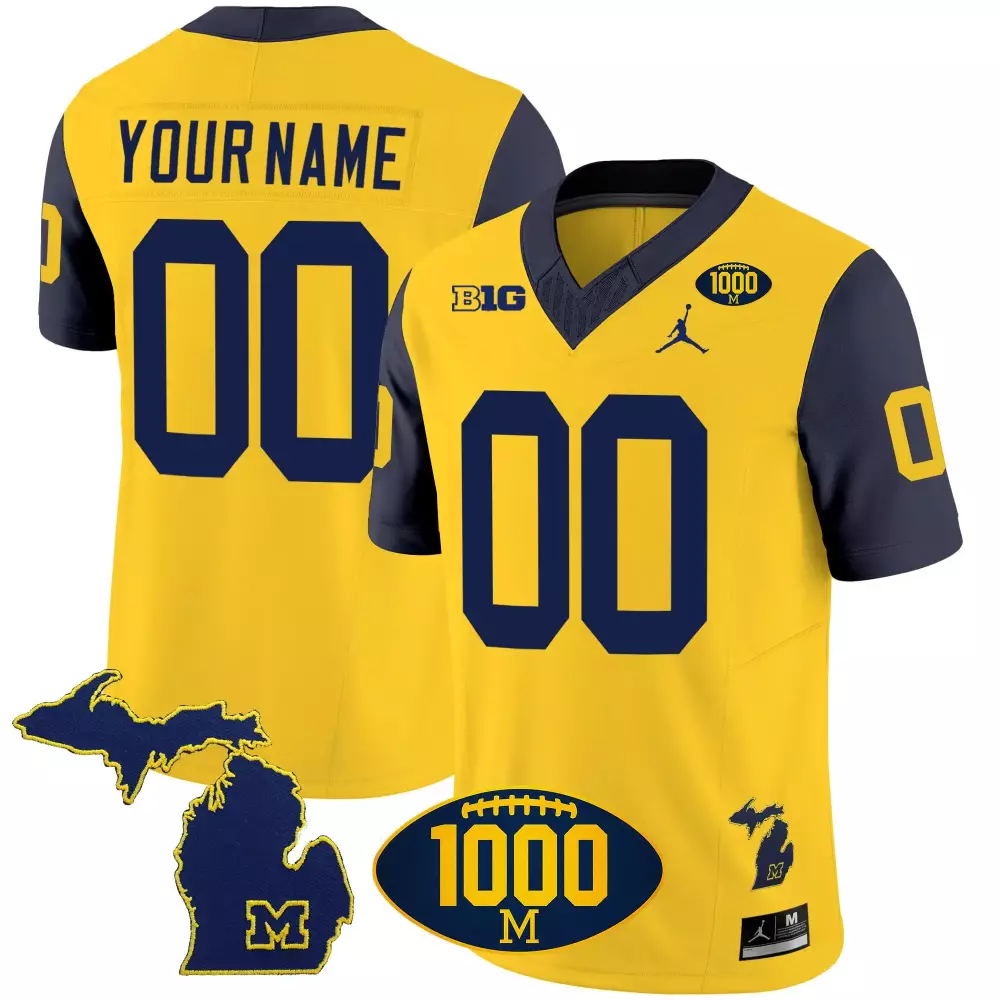 Michigan Wolverines 1000 Wins Navy Jersey | Custom Vapor Style for Women | All Stitched Fan Gear | For Men, Women & Youth