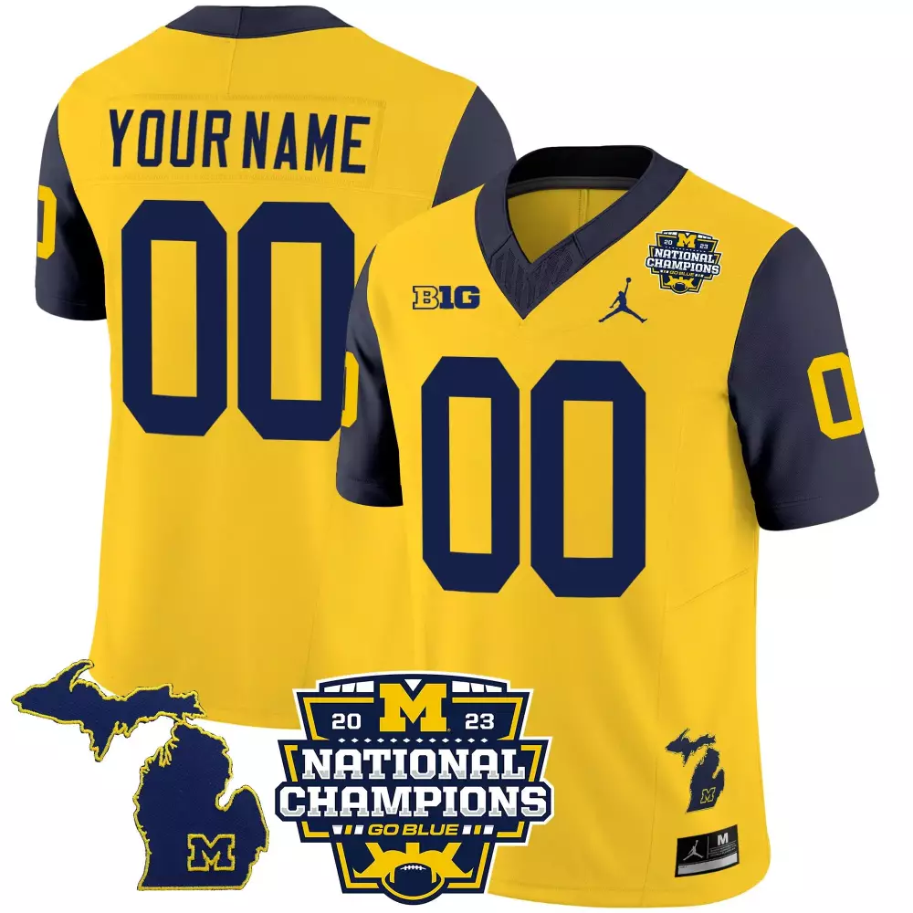 Michigan Wolverines 2023 National Champions Navy Jersey V3 for Youth | Custom Vapor Style | All Stitched Fan Gear | For Men, Women & Youth