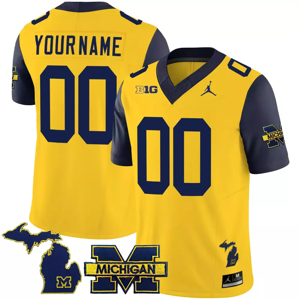 Michigan Wolverines Youth 2023 CFP National Champions Patch Vapor Custom Jersey | Navy Stitched | For Men, Women & Youth