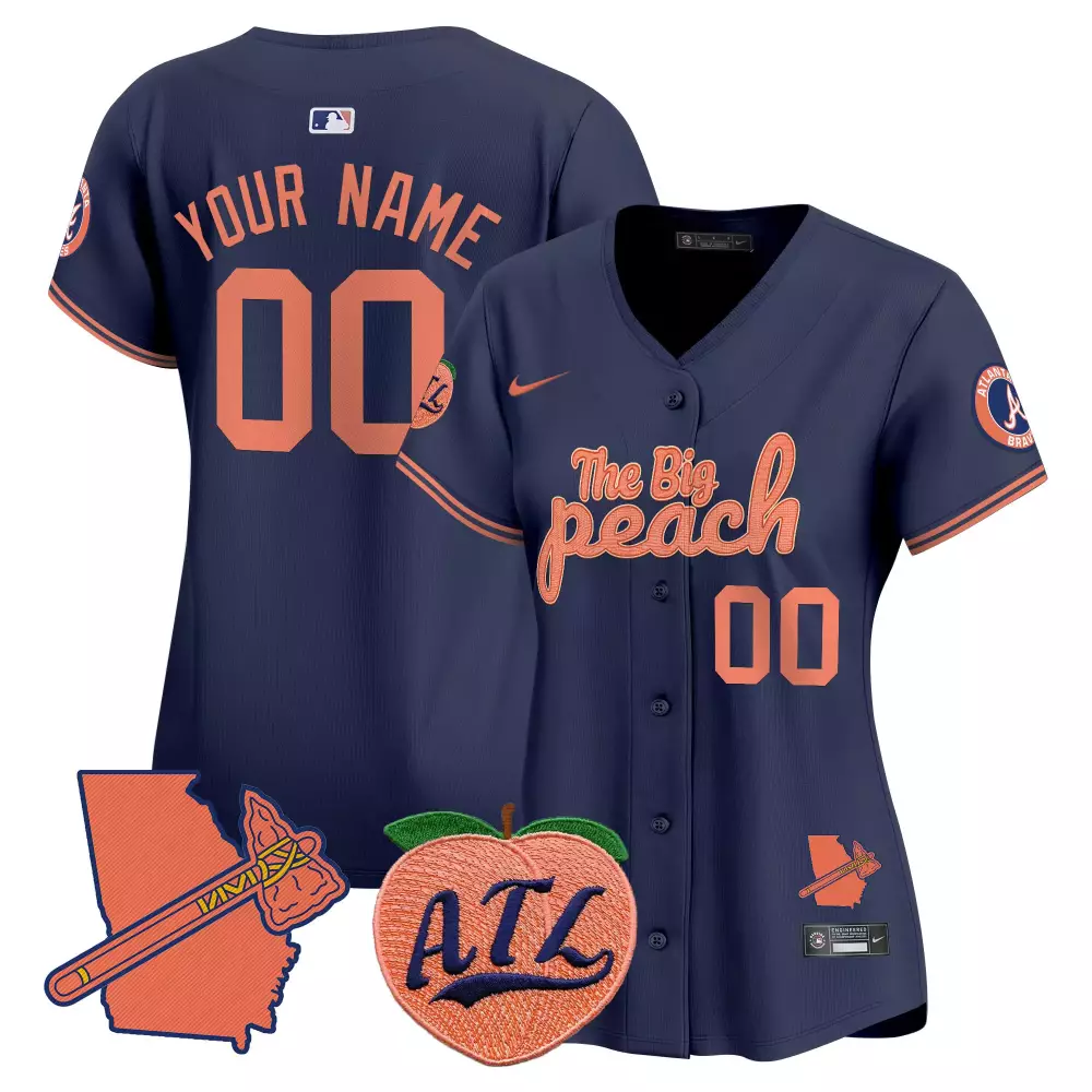 The Big Peach Navy Custom Jersey | Vapor Premier Limited Edition | For Men, Women & Youth