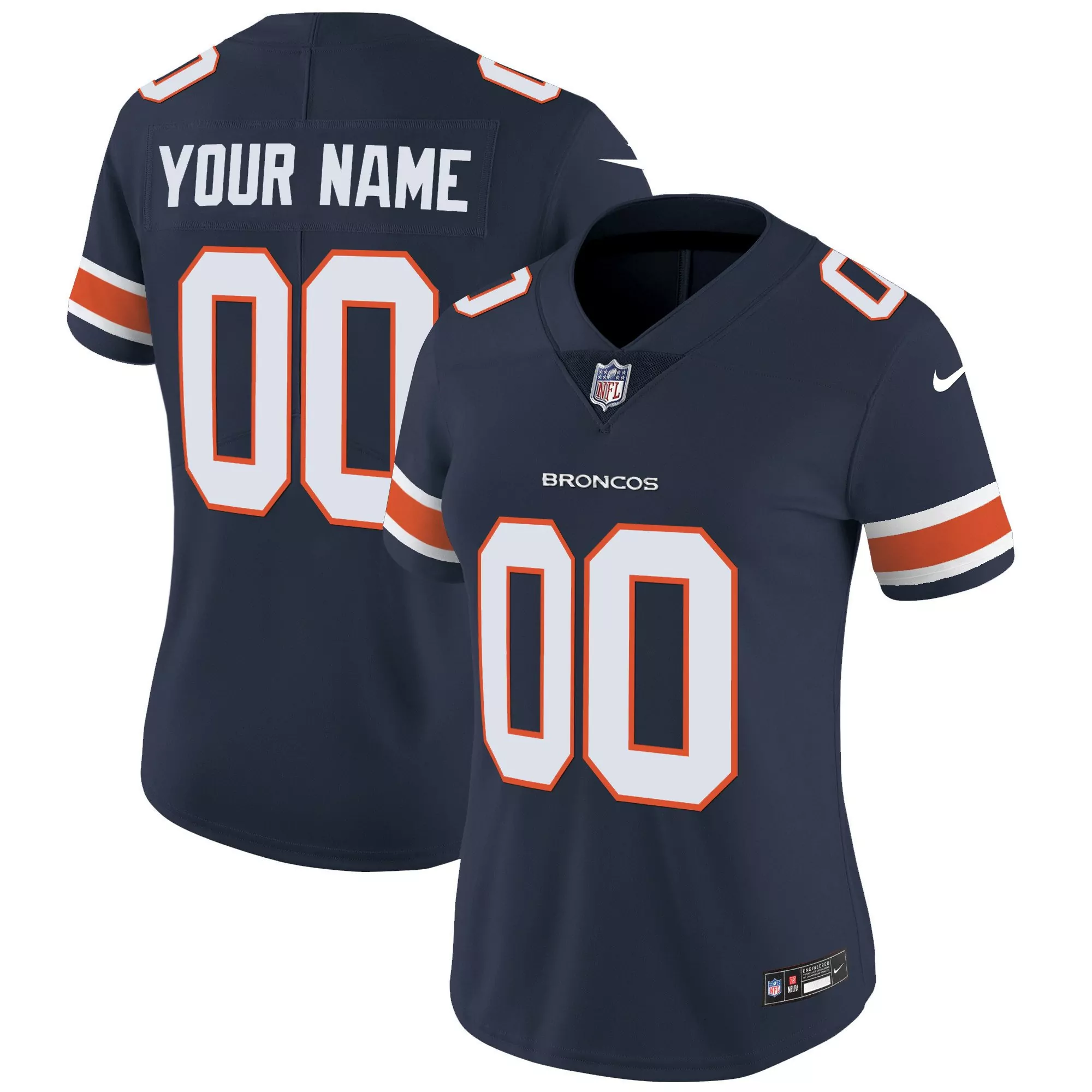navy women denver broncos vapor limited custom jersey all stitched