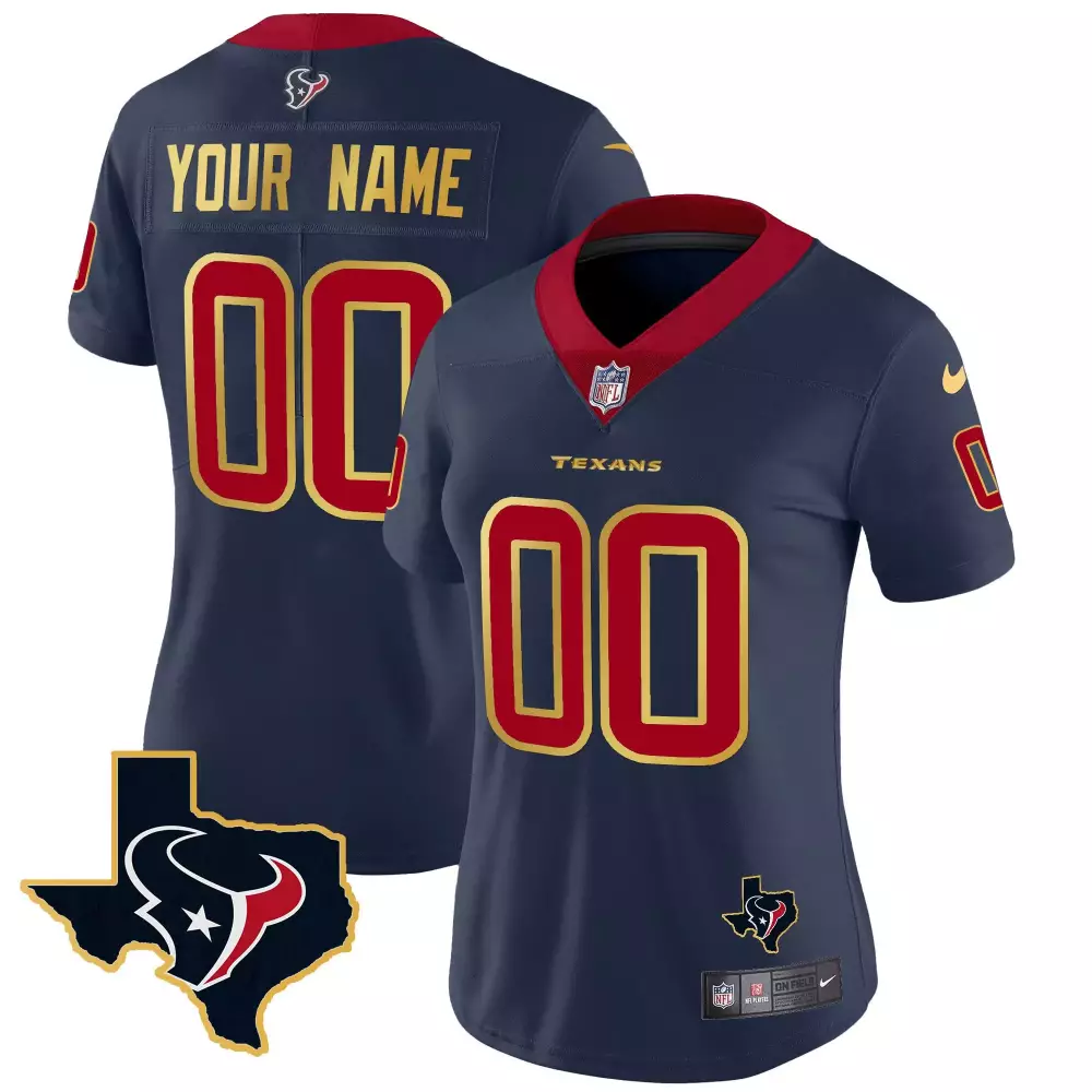 navy women houston texans 2024 vapor limited custom jersey all stitched
