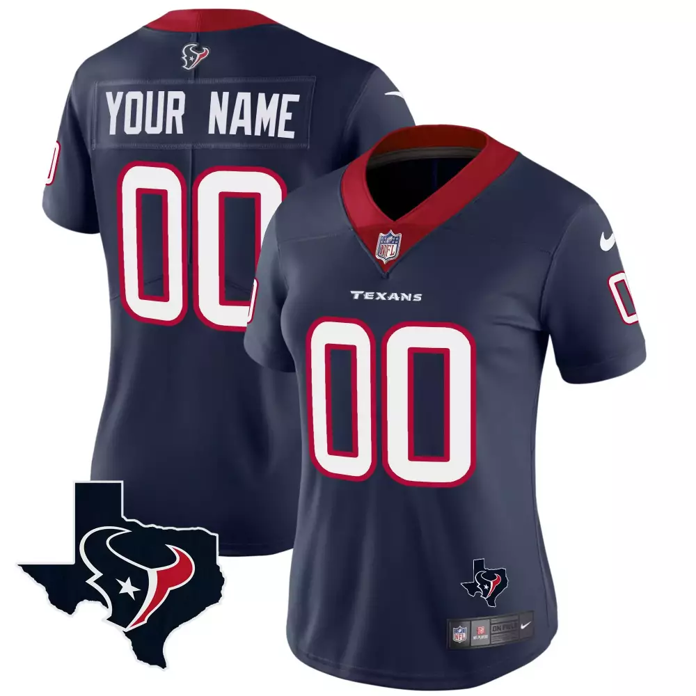 navy women houston texans 2024 vapor limited custom jersey all stitched