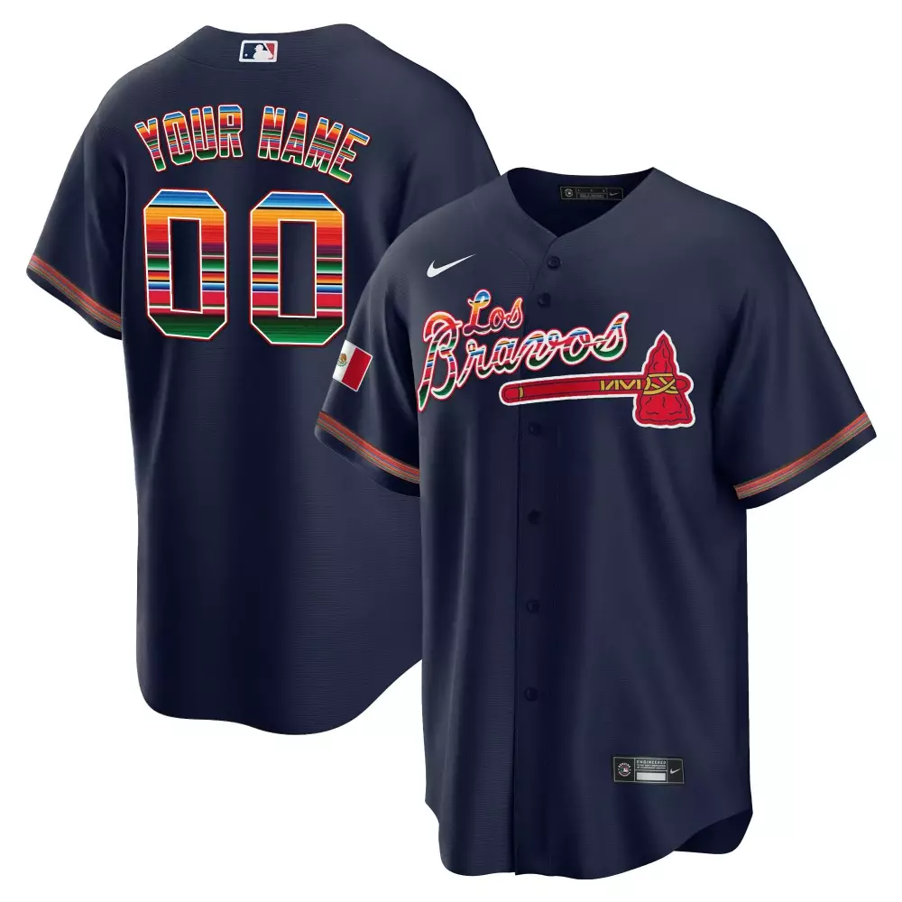 Youth Atlanta Braves Hank Aaron 715th Home Run Patch Vapor Premier Limited Custom Jersey V2 | Navy Stitched | Fan Gear for Men, Women & Youth