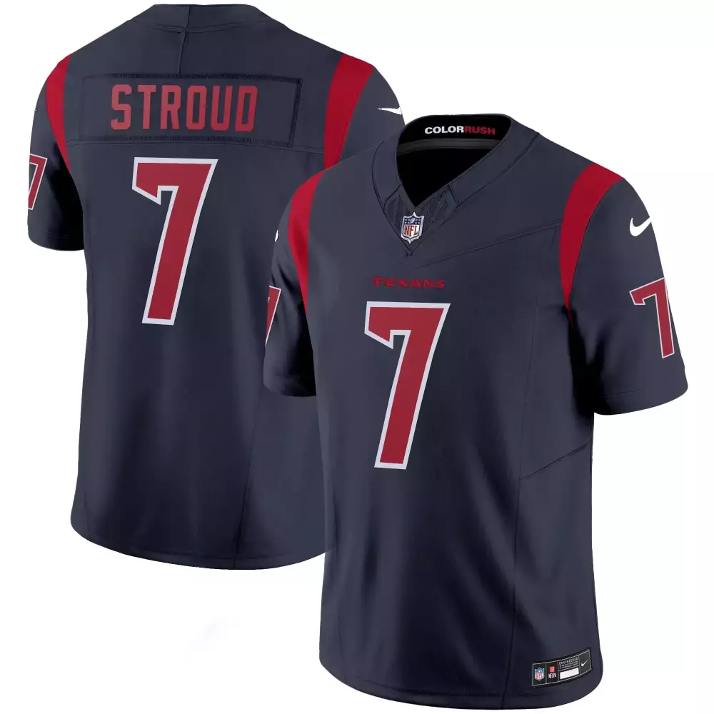 navy youth cj stroud houston texans color rush jersey all stitched