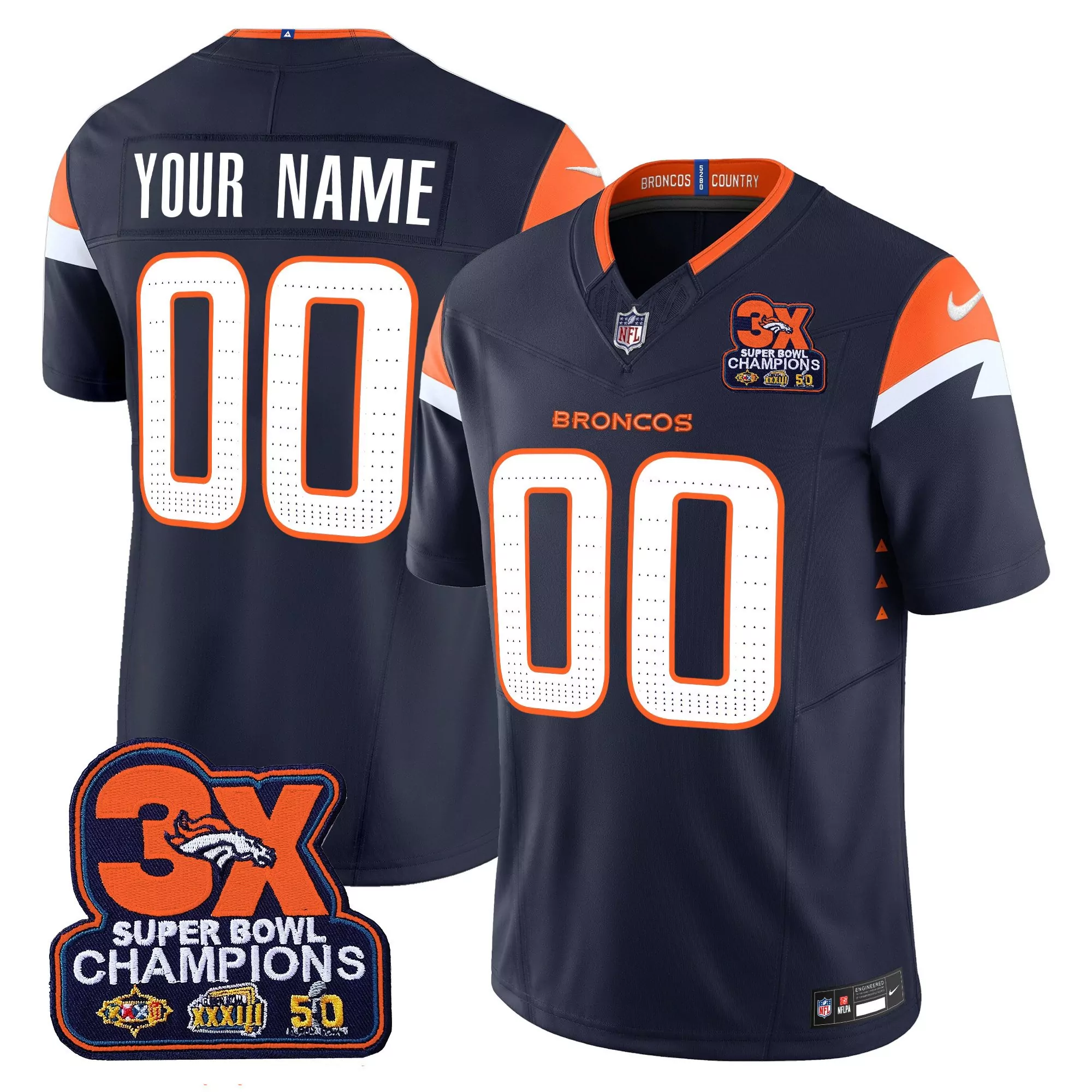 navy women denver broncos vapor limited custom jersey all stitched