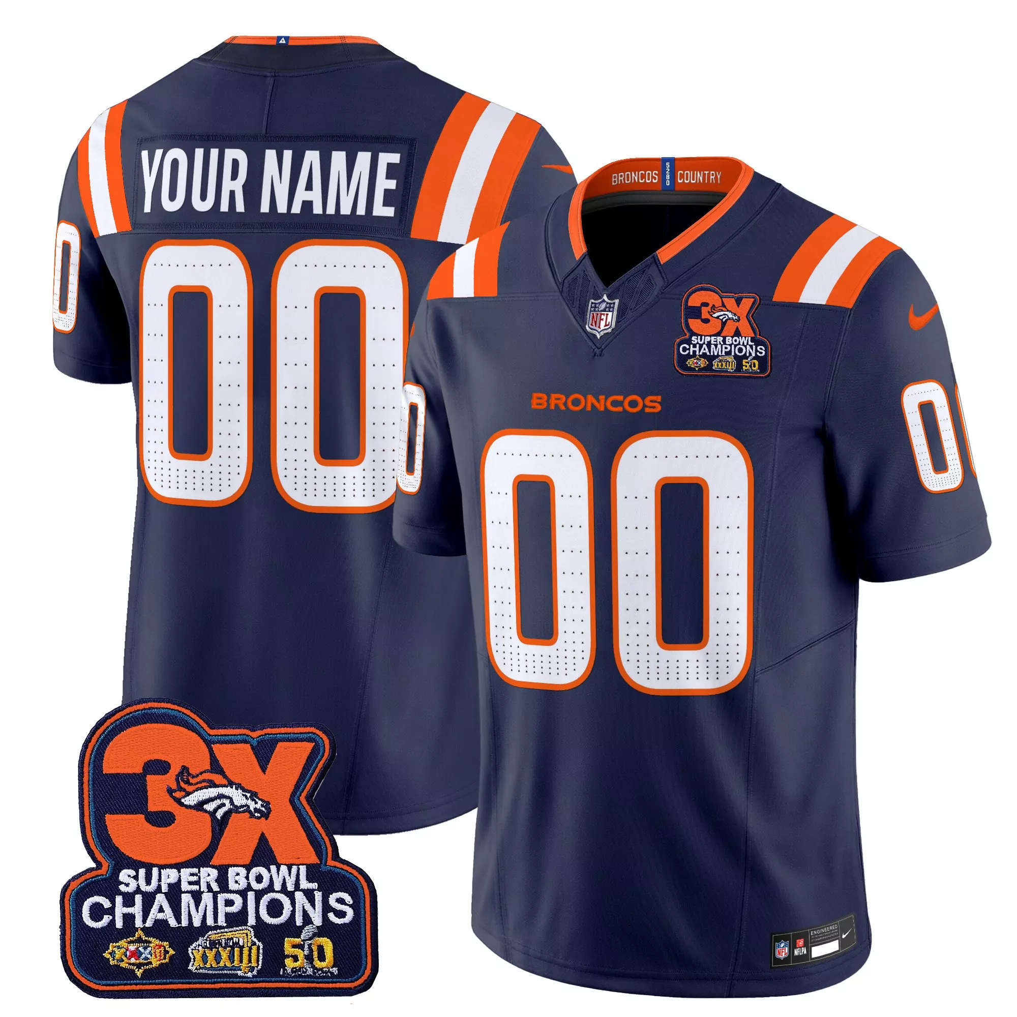 navy women denver broncos vapor limited custom jersey all stitched