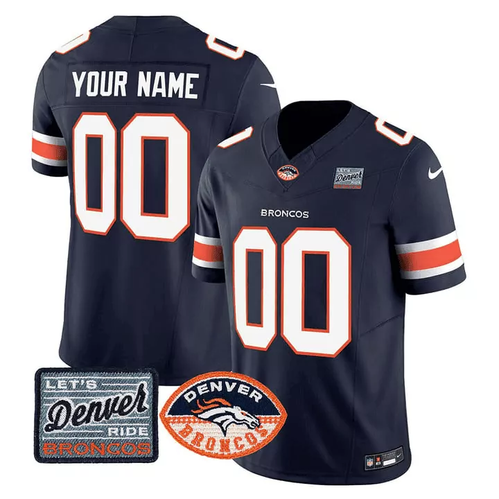 navy youth denver broncos 3x patch colorado flag vapor limited custom jersey all stitched