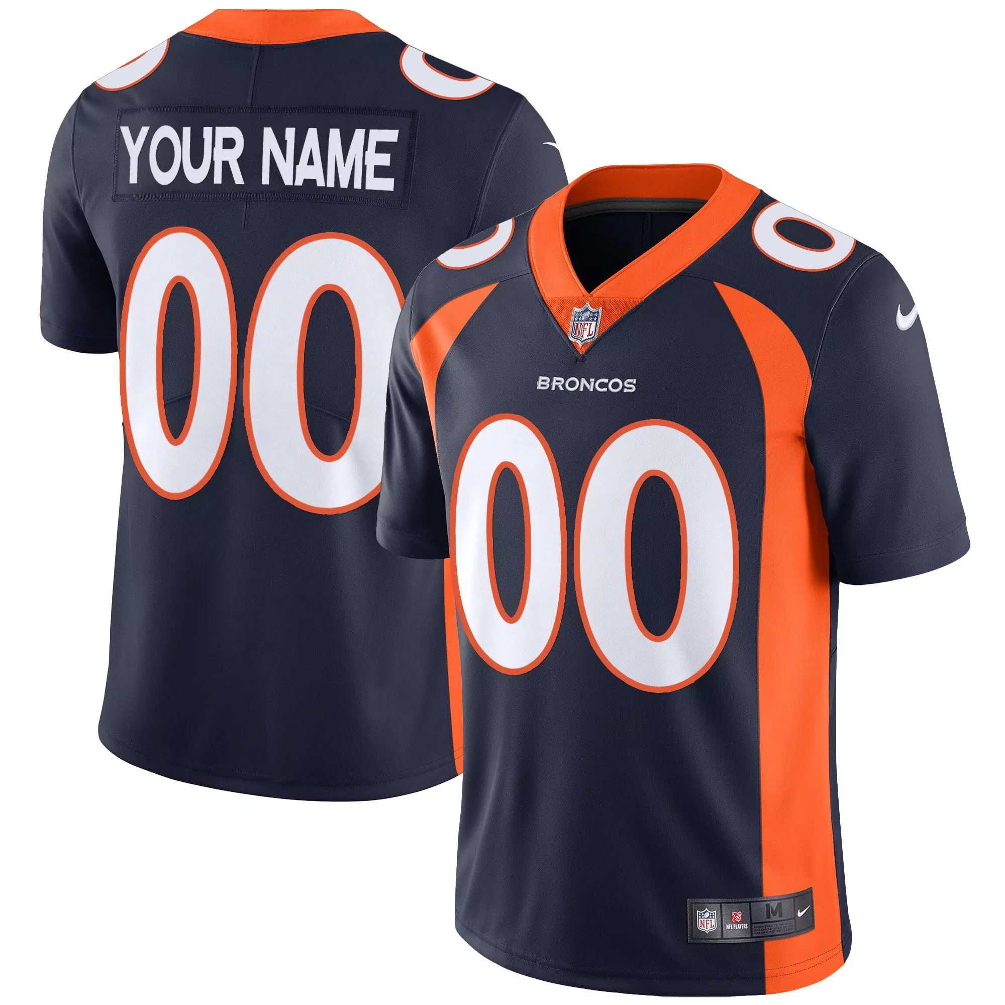 navy youth denver broncos 3x patch colorado flag vapor limited custom jersey all stitched