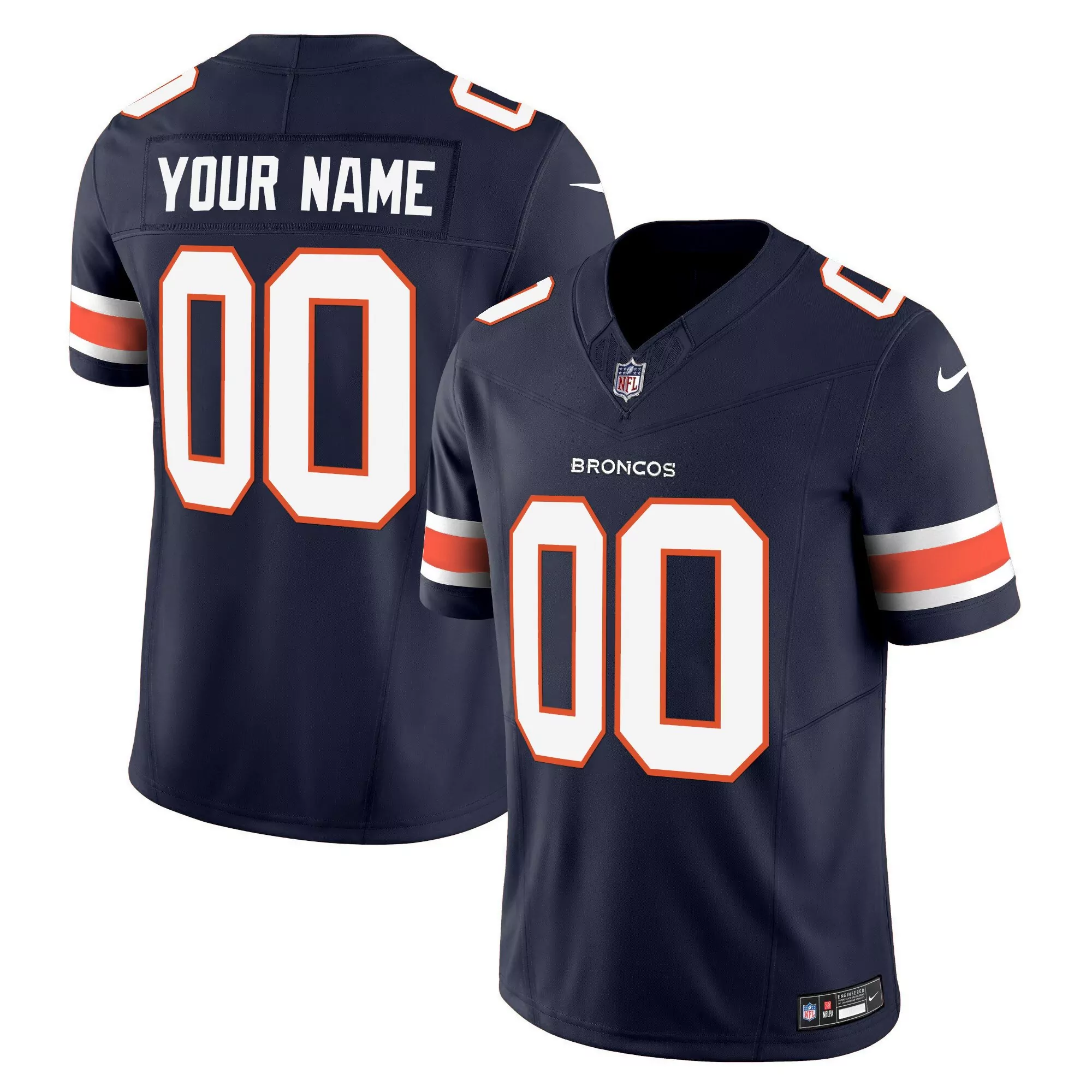navy youth denver broncos vapor limited custom jersey all stitched
