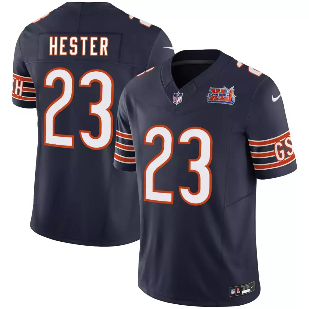 navy youth devin hester chicago bears gsh navy super bowl patch jersey all stitched