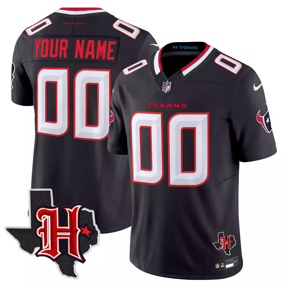 navy youth houston texans 2024 texas patch vapor limited custom jersey v5 all stitched