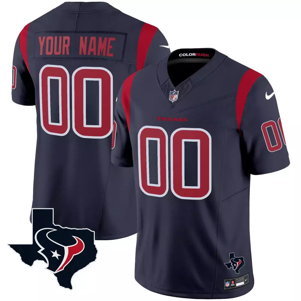 navy youth houston texans color rush legend vapor custom jersey v2 all stitched