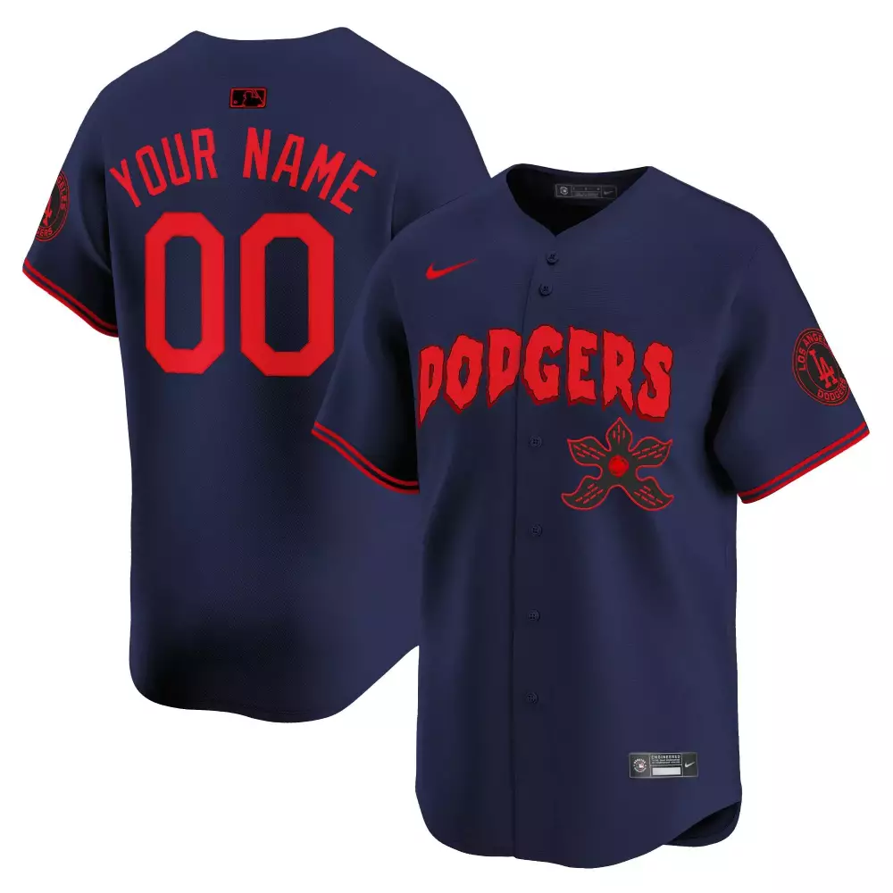 Youth Dodgers Navy Stranger Things Jersey | Vapor Premier Limited Edition | Custom Stitched Fan Gear for Men, Women & Youth