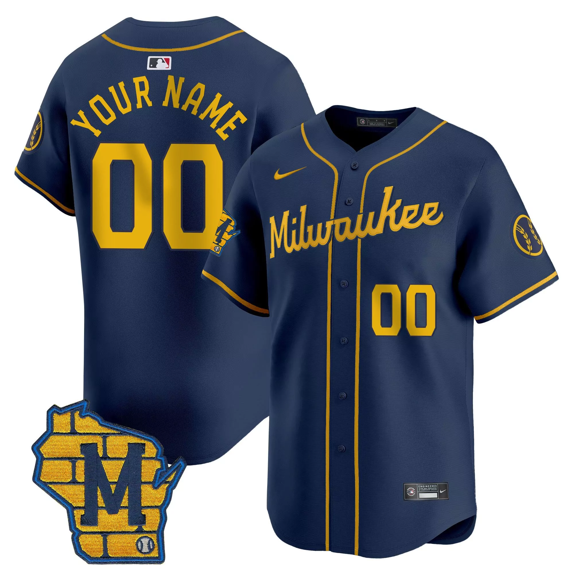 navy youth milwaukee brewers armed forces day vapor premier limited custom jersey all stitched