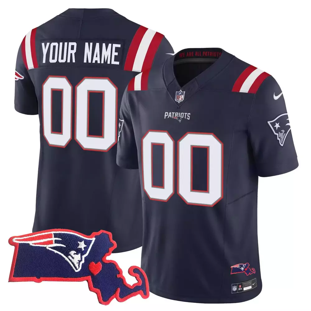 navy youth new england patriots bill belichick 6x champions patch vapor custom jersey all stitched