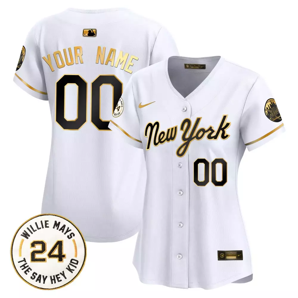 new york gold women new york mets willie mays patch vapor premier limited custom jersey all stitched