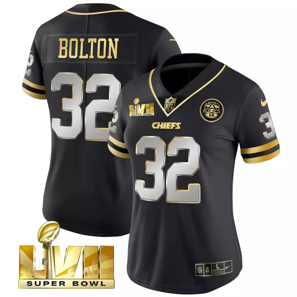 nick bolton black limited womens kansas city chiefs super bowl lviii gold patch vapor jersey v4 all stitched