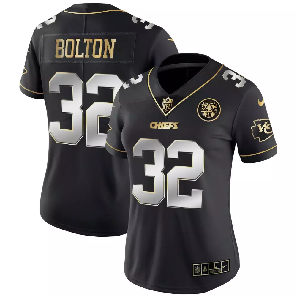 nick bolton black limited womens kansas city chiefs super bowl lviii gold patch vapor jersey v4 all stitched