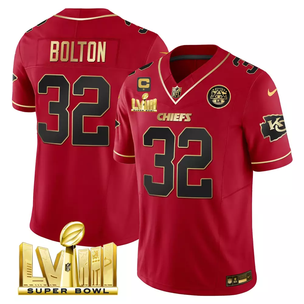 nick bolton red special mens kansas city chiefs super bowl lviii back 2 back patch vapor jersey all stitched