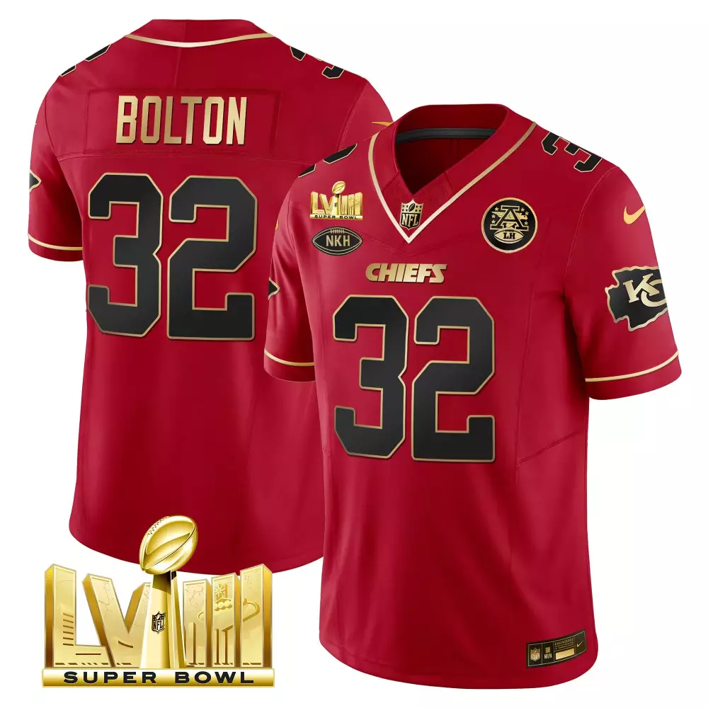 nick bolton red special mens kansas city chiefs super bowl lviii back 2 back patch vapor jersey all stitched