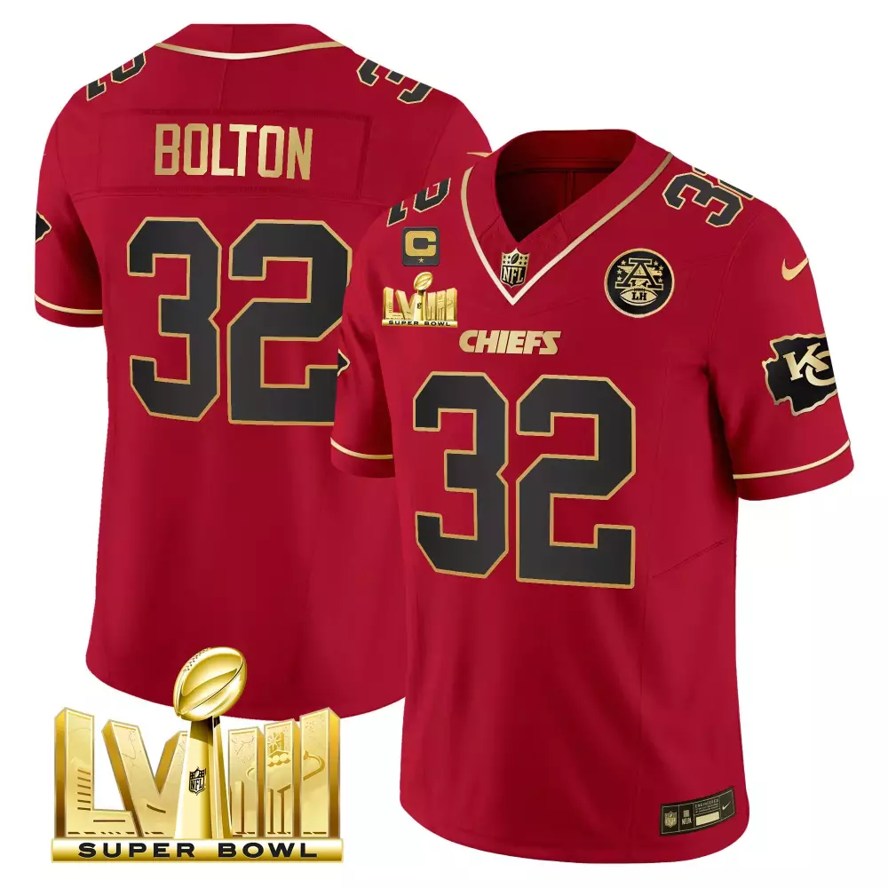 nick bolton red special mens kansas city chiefs super bowl lviii back 2 back patch vapor jersey all stitched
