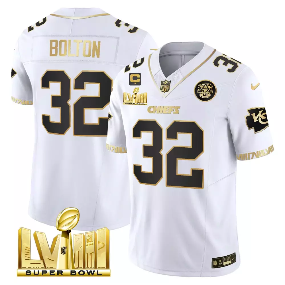 nick bolton white gold mens kansas city chiefs super bowl lviii patch vapor jersey v4 all stitched