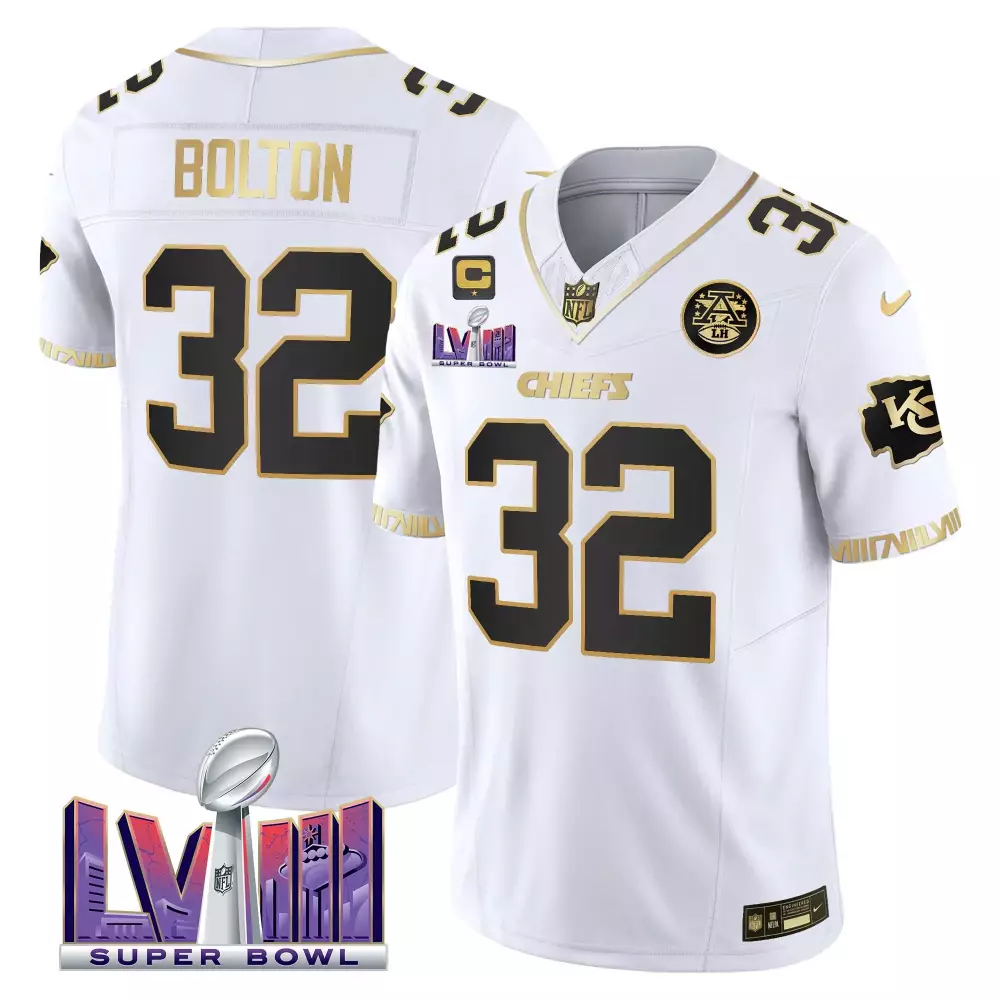 nick bolton white gold mens kansas city chiefs super bowl lviii patch vapor jersey v4 all stitched