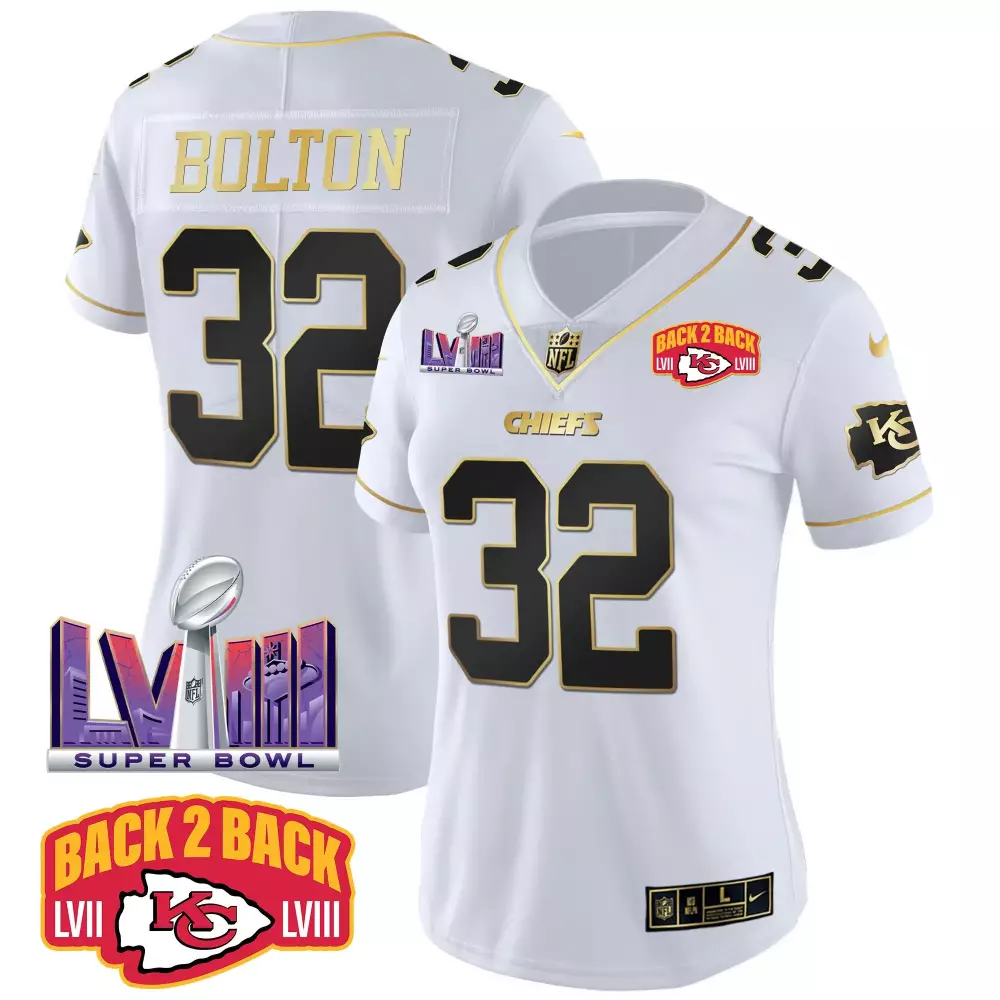 nick bolton white gold womens kansas city chiefs super bowl lviii back 2 back patch vapor jersey v2 all stitched