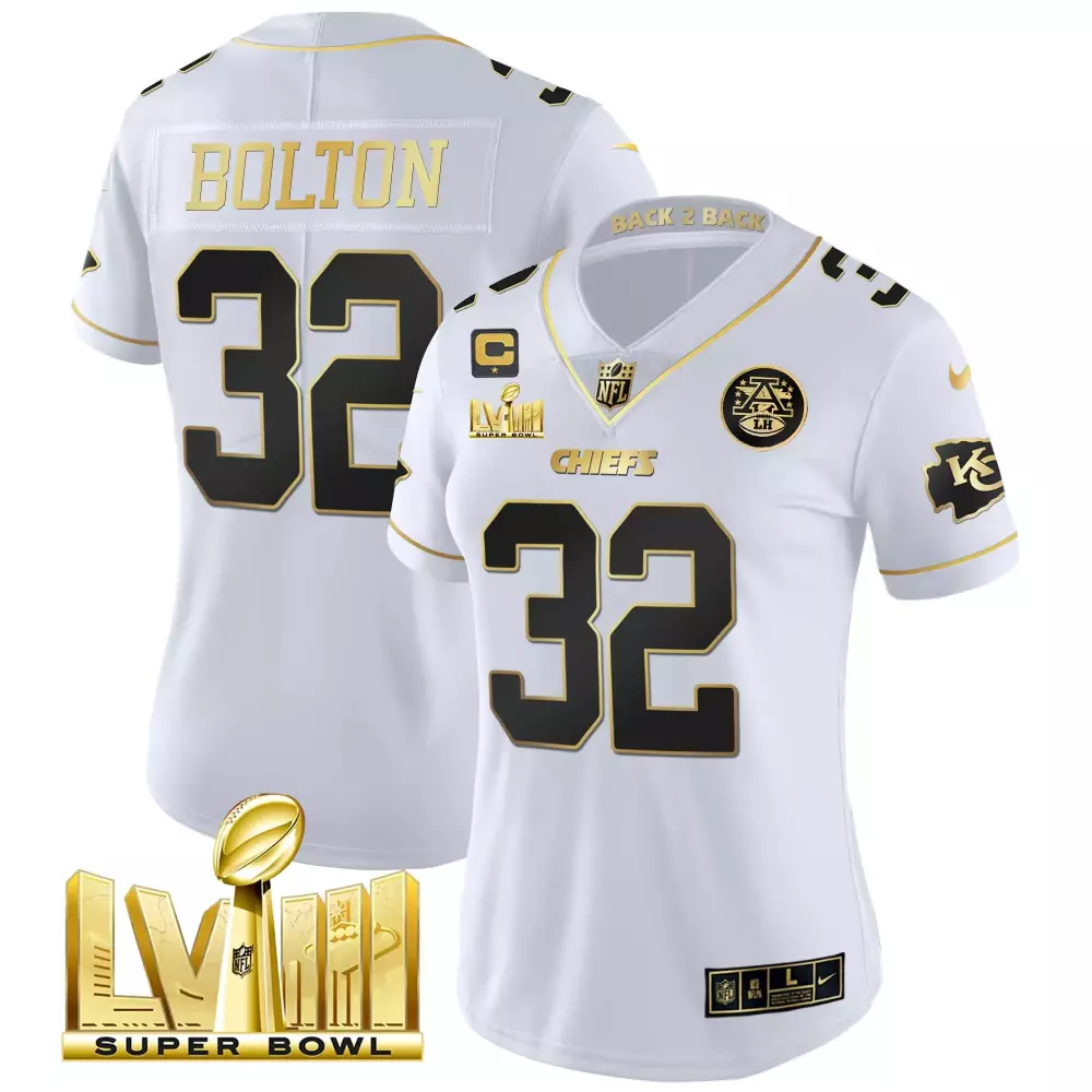 nick bolton white gold womens kansas city chiefs super bowl lviii back 2 back patch vapor jersey v2 all stitched
