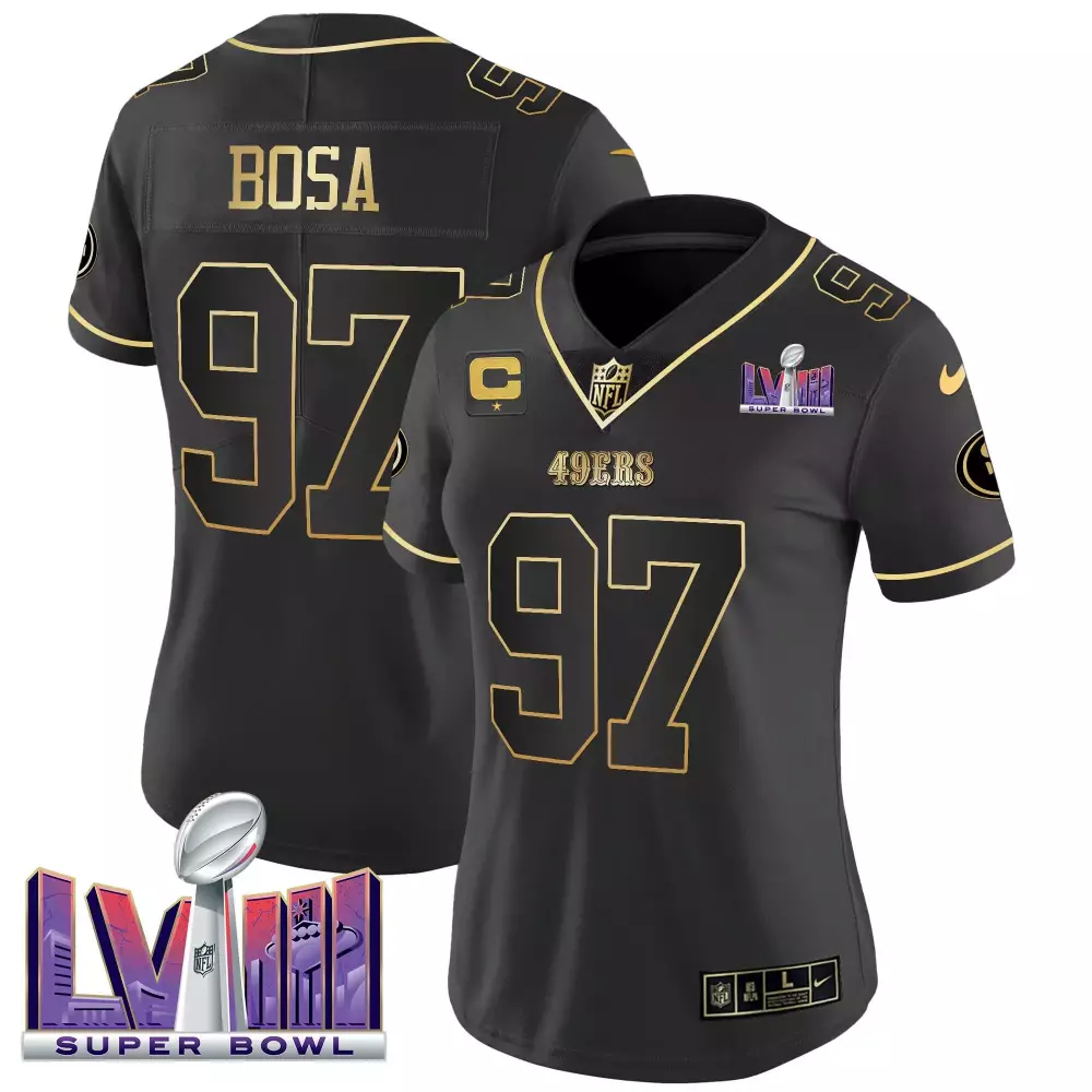 Nick Bosa San Francisco 49ers Black Gold Men's Super Bowl LVIII Jersey | Stitched Vapor Fan Gear | For Men, Women & Youth