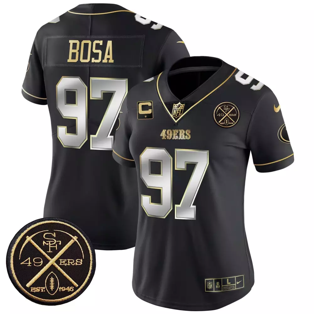 Nick Bosa San Francisco 49ers Black Limited Women's EST1946 Jersey | Stitched Vapor Limited Edition | For Men, Women & Youth