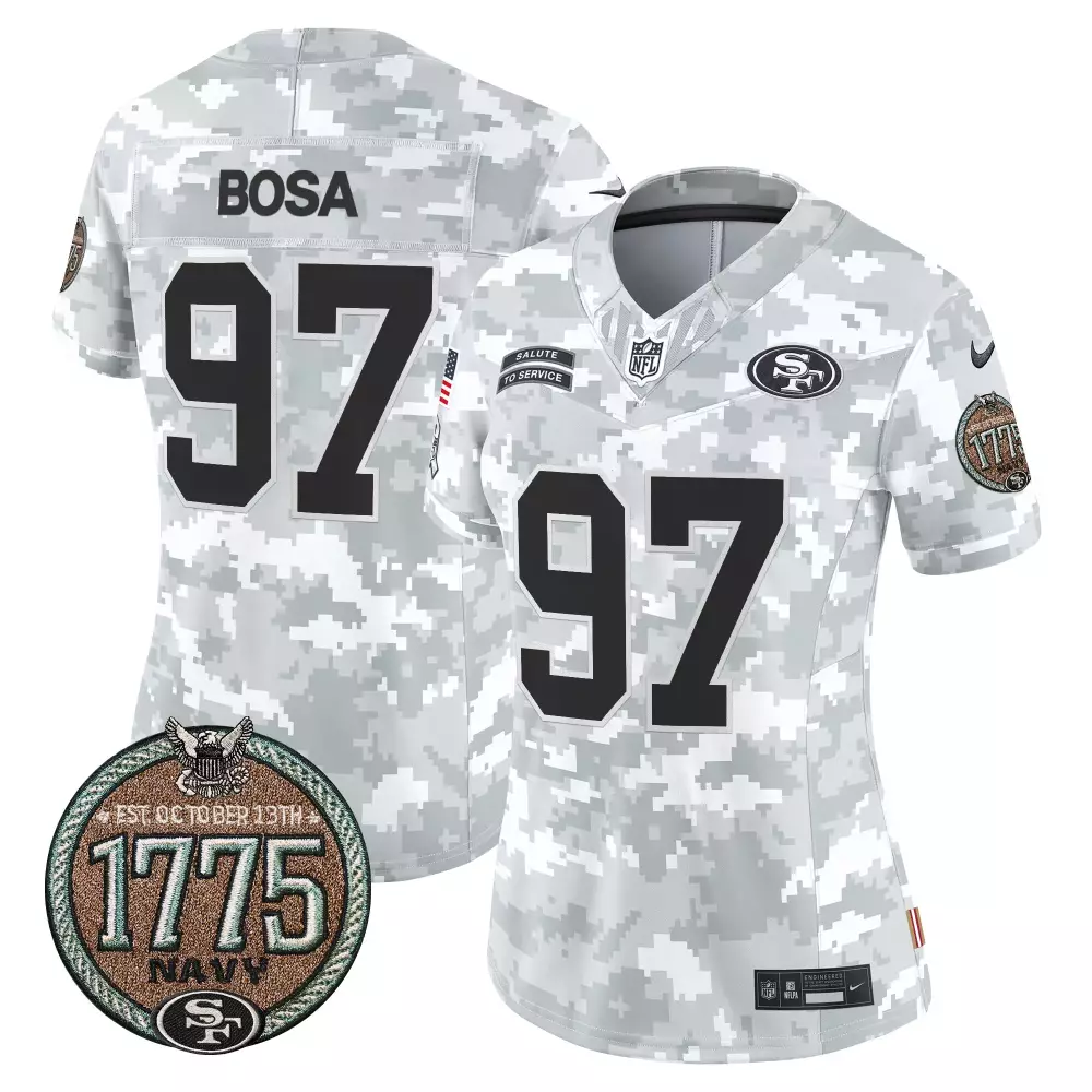 Nick Bosa San Francisco 49ers 2024 Salute to Service Women's Jersey | Navy Vapor Limited Edition | Fan Gear for Men, Women & Youth
