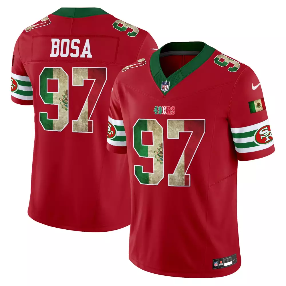 nick bosa red mens san francisco 49ers 2024 christmas vapor limited jersey all stitched