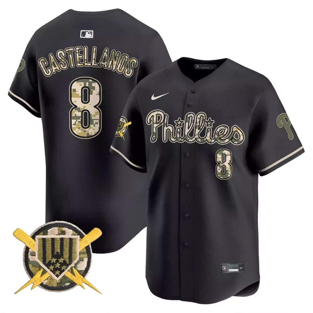 nick castellanos black mens phillies armed forces day vapor premier limited jersey all stitched