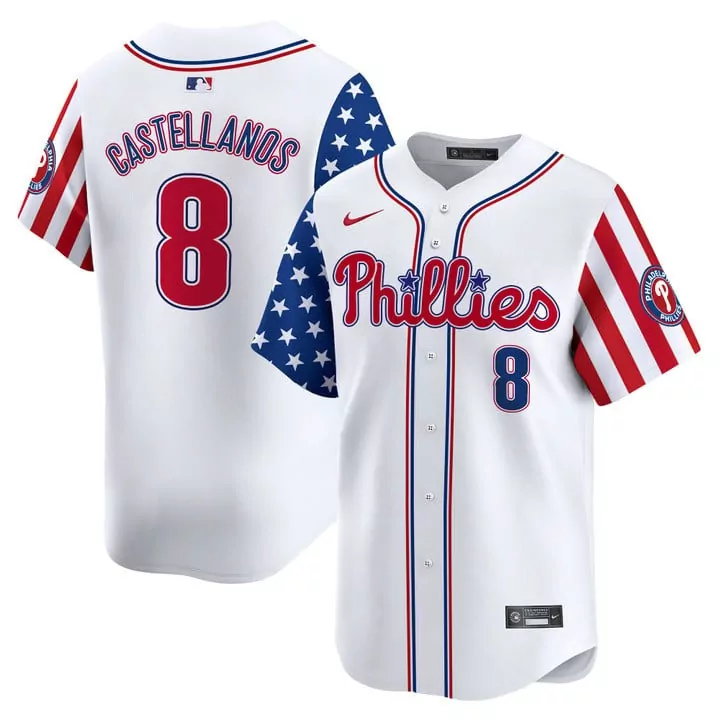 Castellanos Phillies 2024 Independence Day Jersey | White Vapor Premier Limited Edition | For Men, Women & Youth