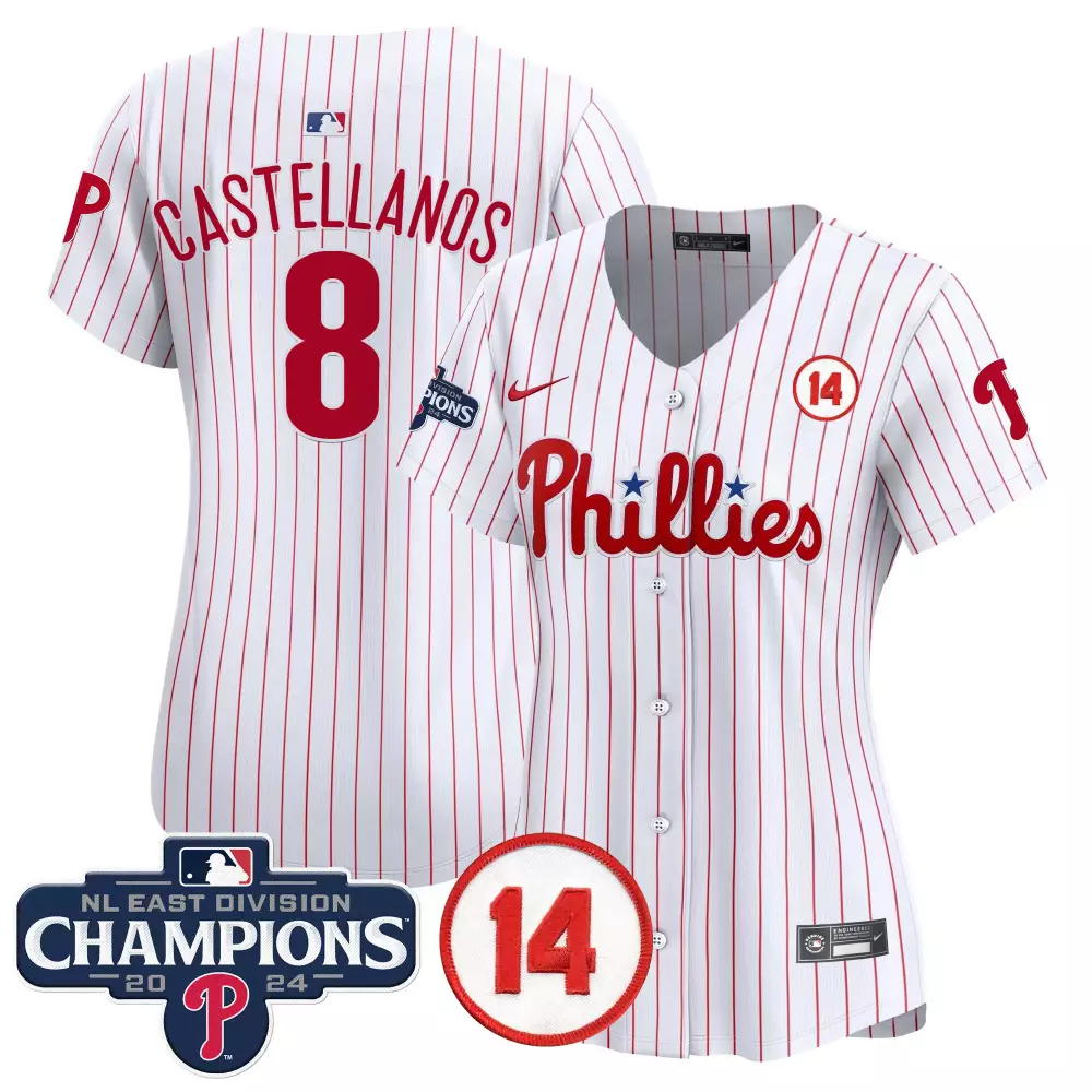 Castellanos Phillies 2024 NL East Champions Jersey | Women's Pete Rose Patch Vapor Premier Limited Edition | Fan Gear | For Men, Women & Youth