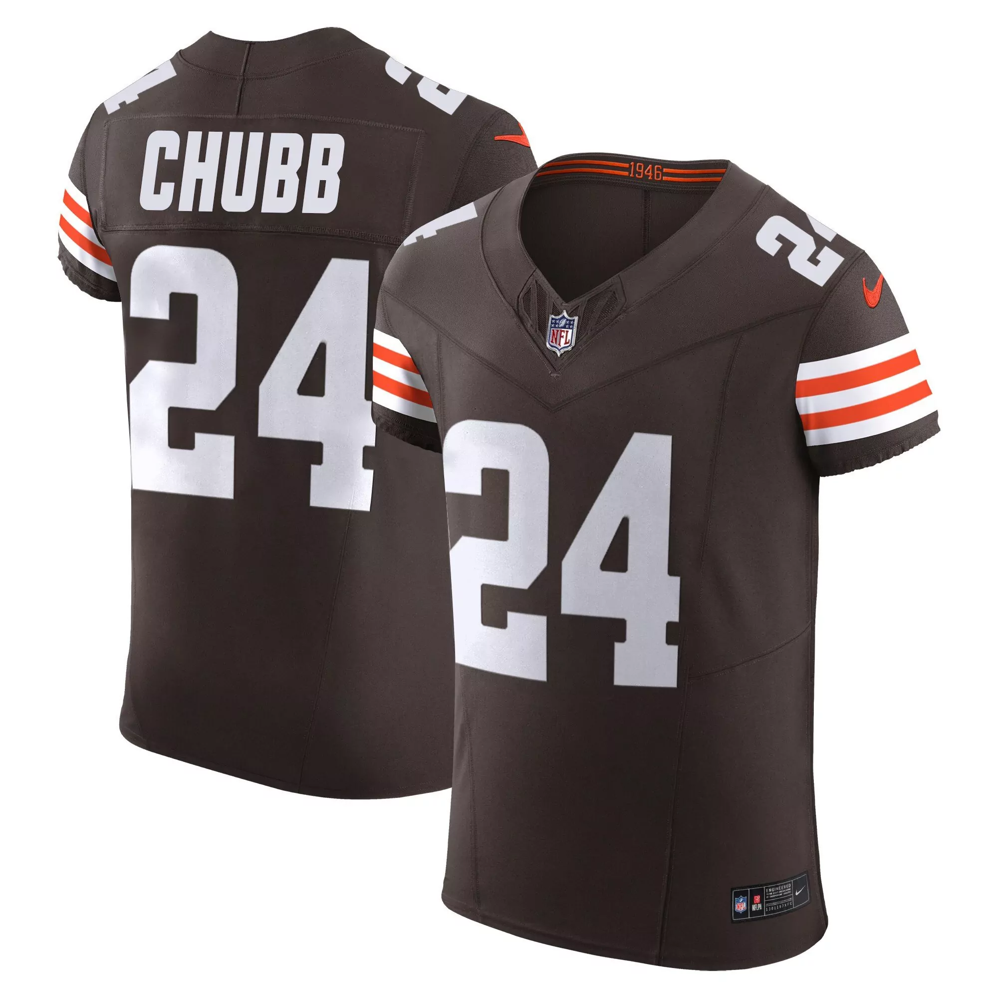 nick chubb brown mens cleveland browns 32 jim brown memorial patch vapor limited jersey v2 all stitched