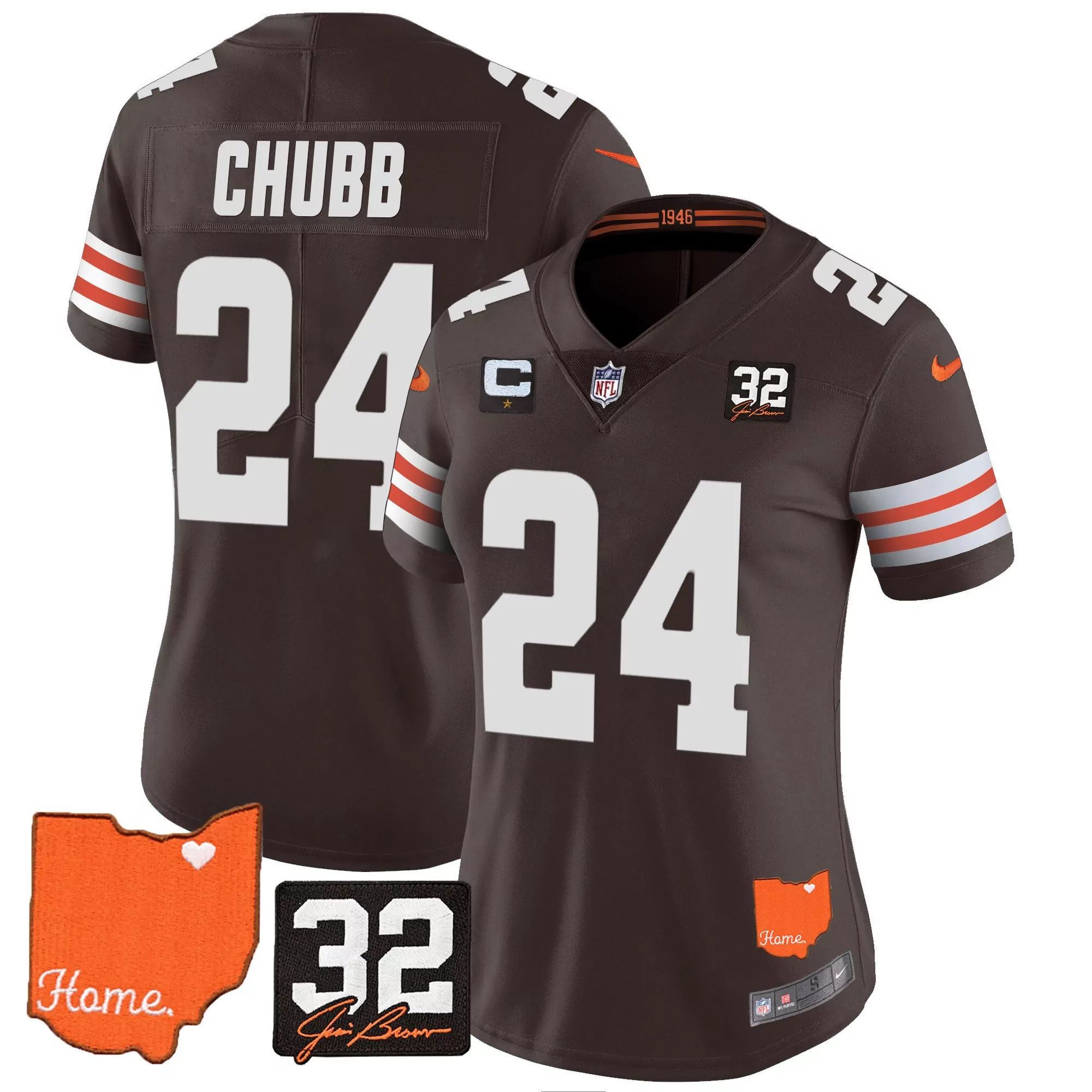 nick chubb brown mens cleveland browns 32 jim brown memorial patch vapor limited jersey v2 all stitched