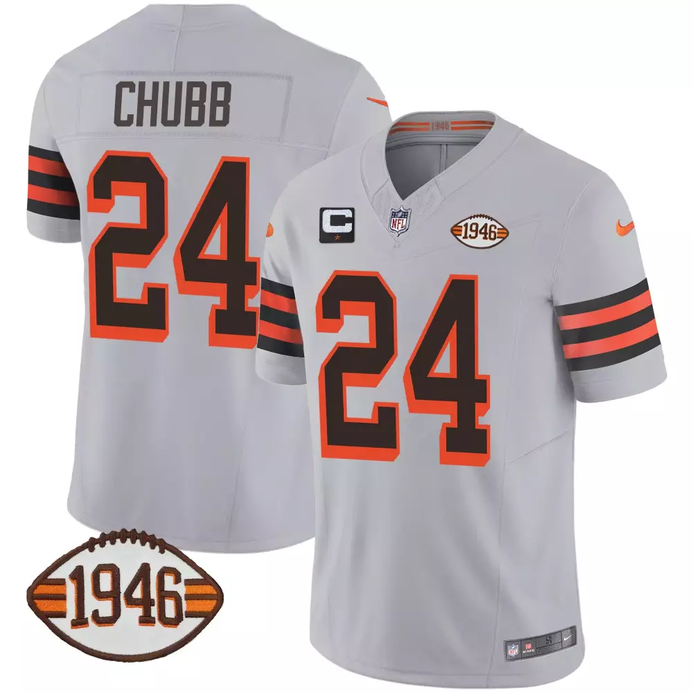 nick chubb brown womens cleveland browns 32 jim brown memorial home patch jersey v3 all stitched