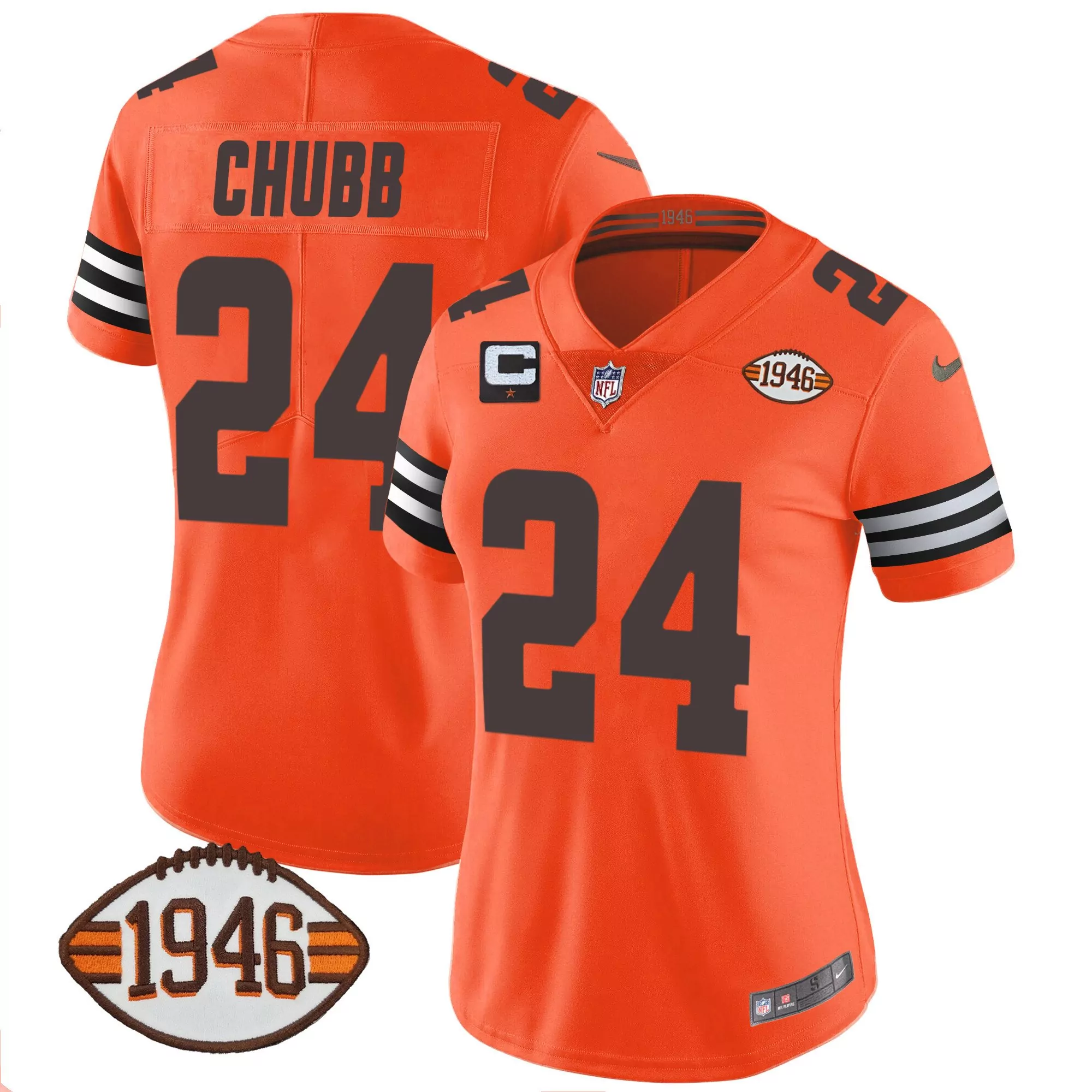 nick chubb orange mens cleveland browns 32 jim brown memorial patch vapor limited jersey v2 all stitched