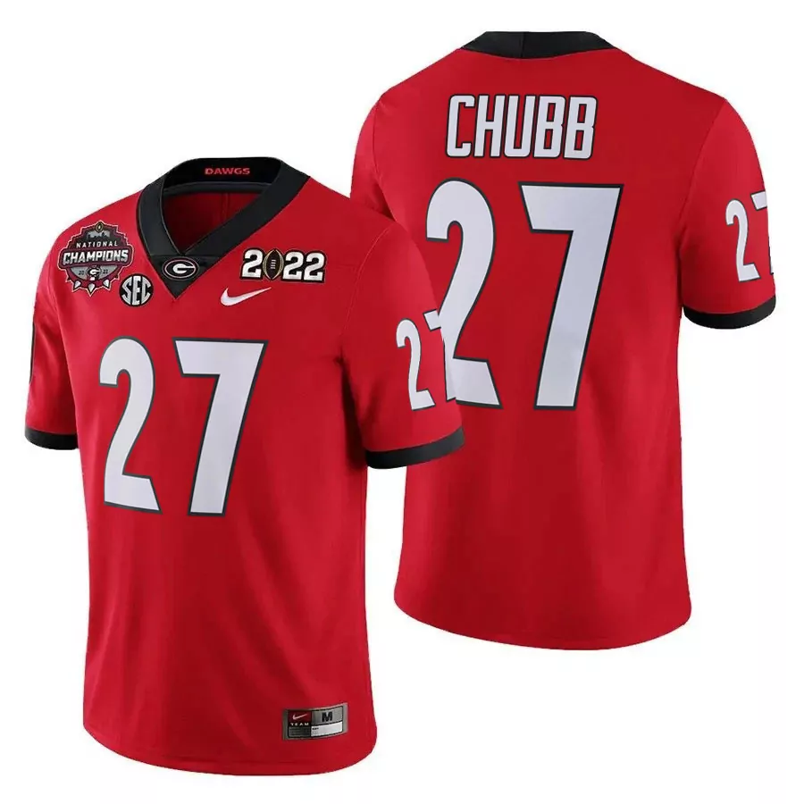 nick chubb red mens georgia bulldogs cfp national champions jersey all stitched