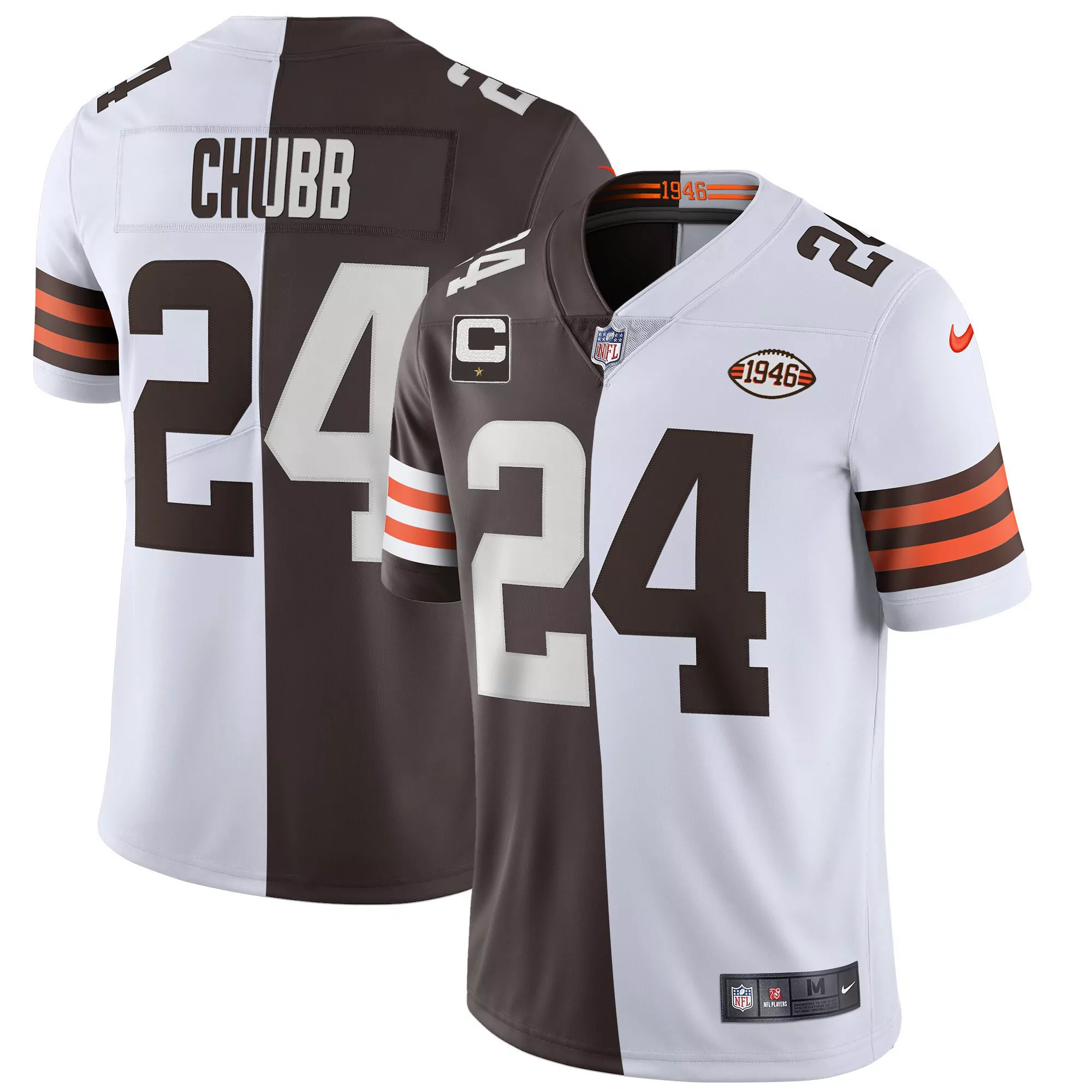 nick chubb split youths cleveland browns gold split vapor limited all stitched