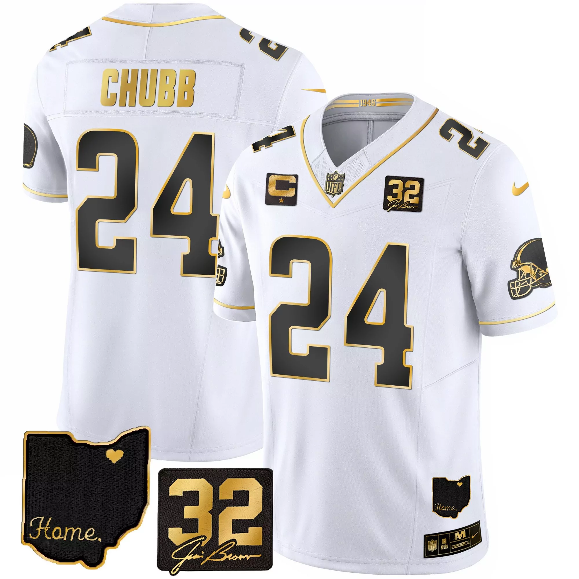 nick chubb split youths cleveland browns gold split vapor limited all stitched