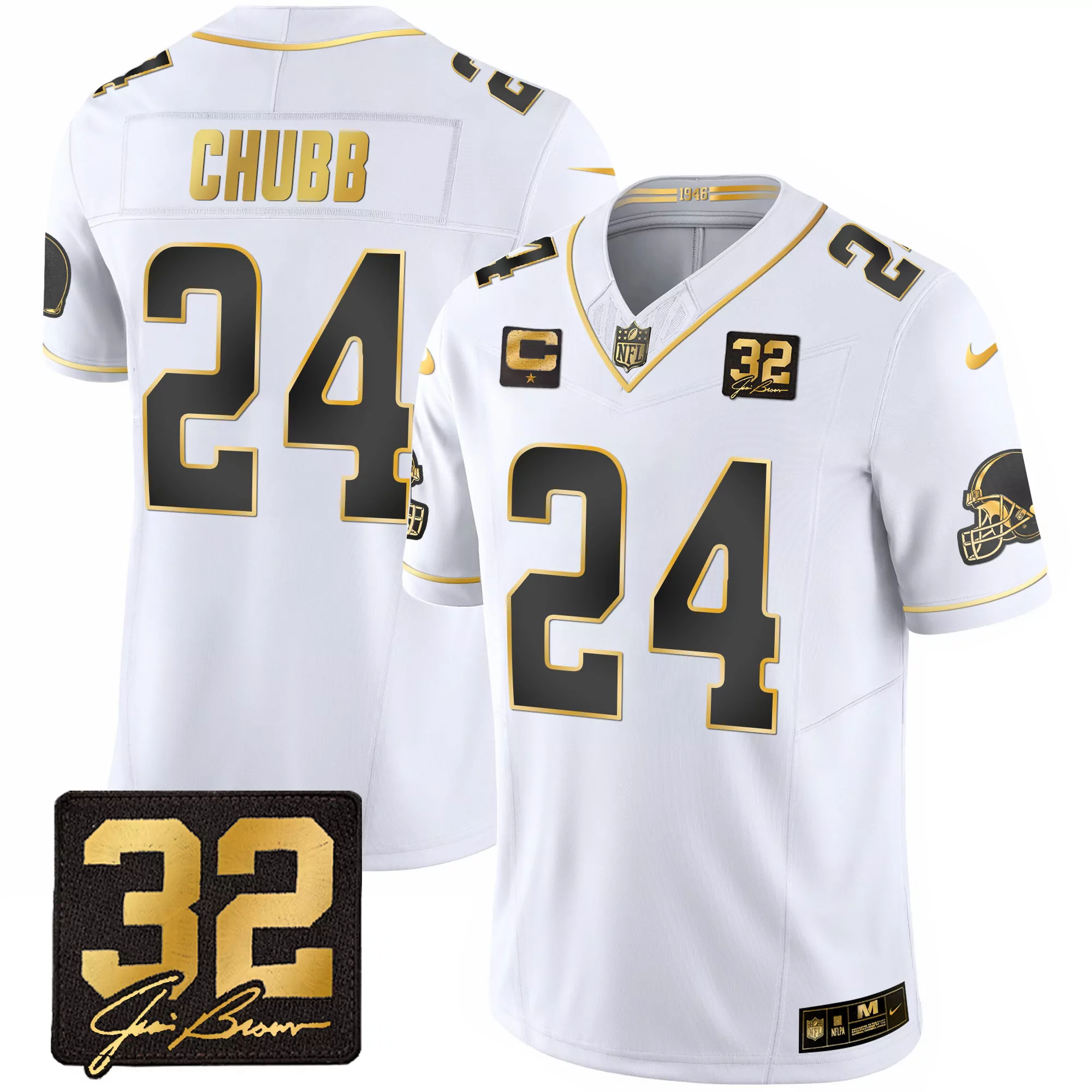 nick chubb split youths cleveland browns gold split vapor limited all stitched