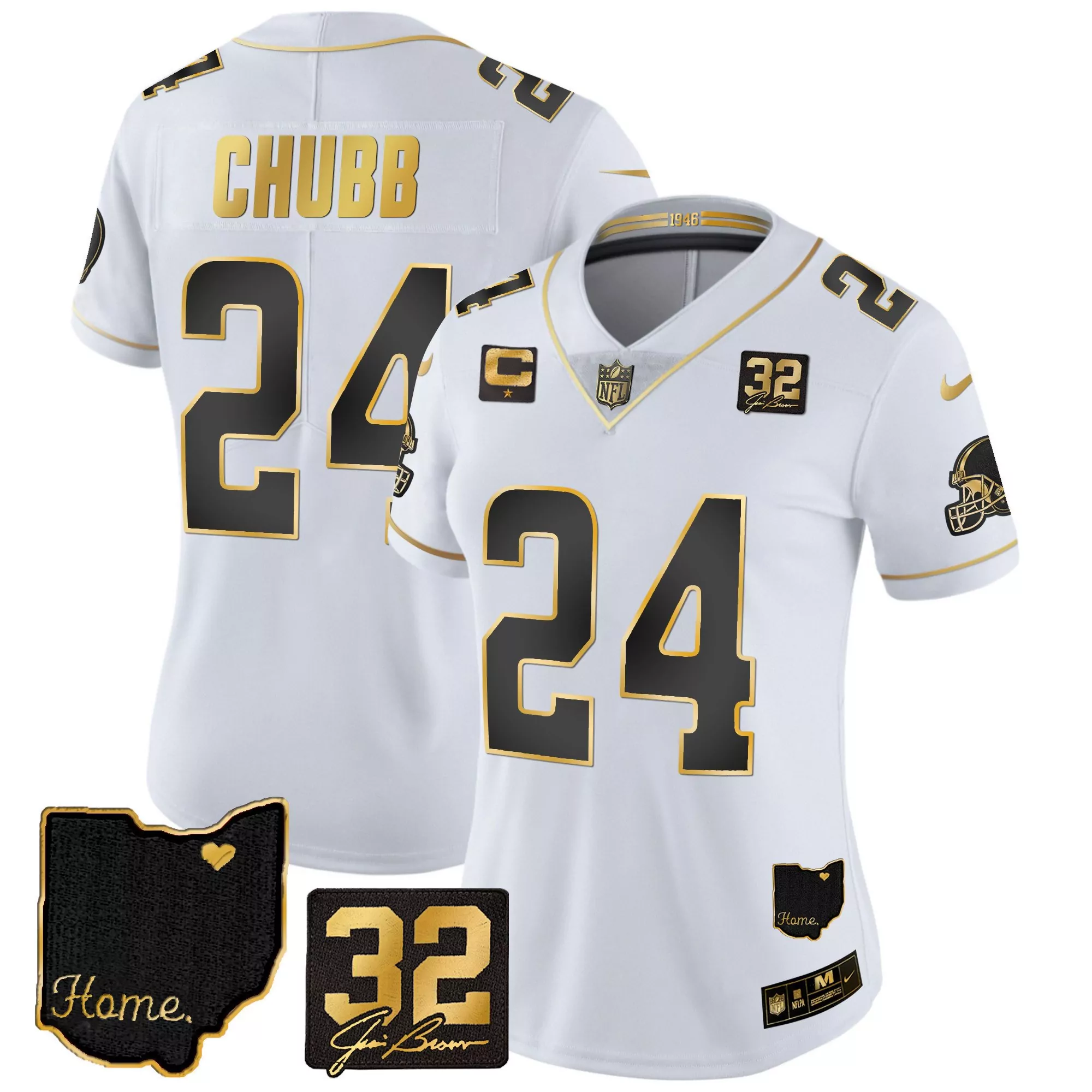 nick chubb split youths cleveland browns gold split vapor limited all stitched