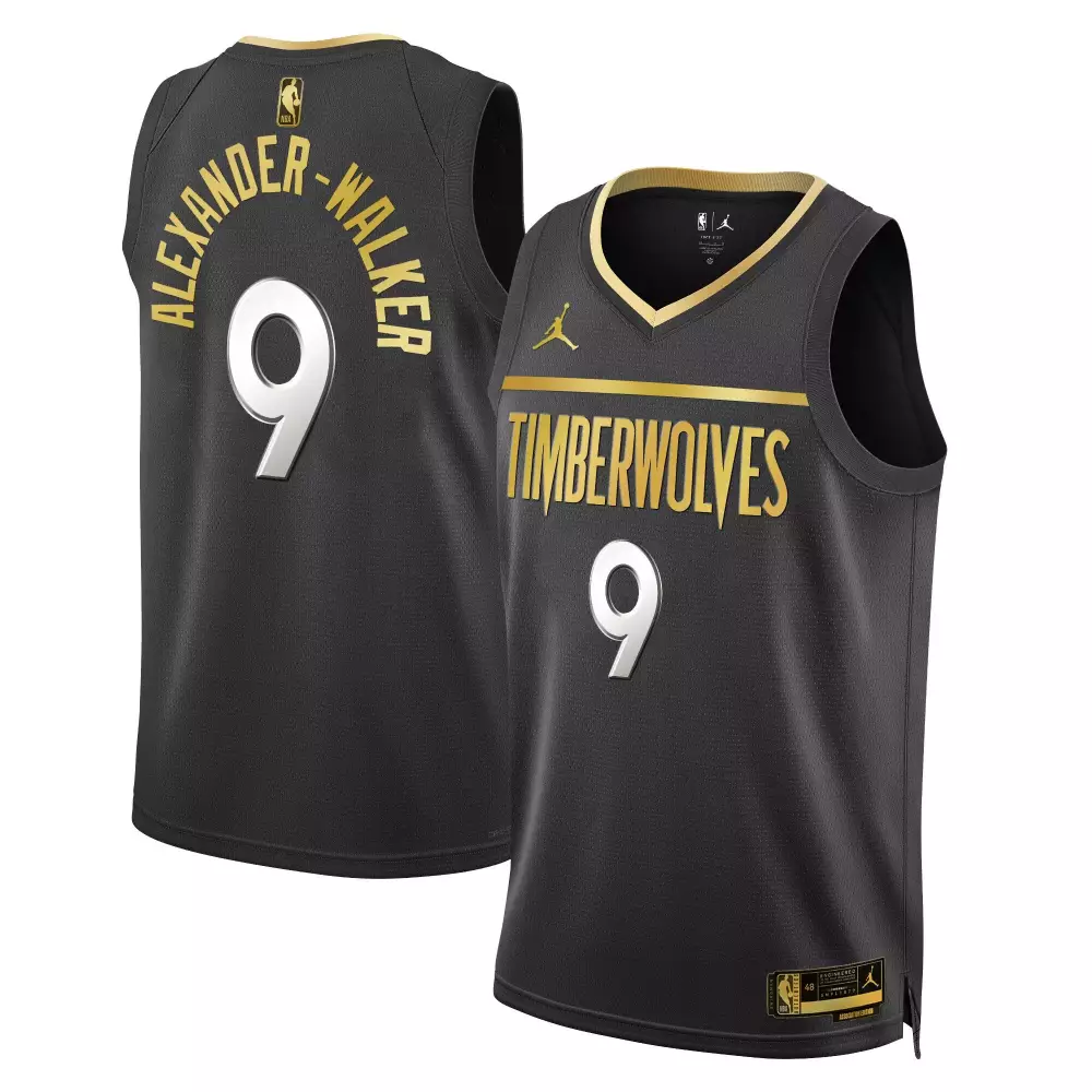 nickeil alexanderwalker black gold mens minnesota timberwolves 35th season minnesota patch swingman jersey all stitched